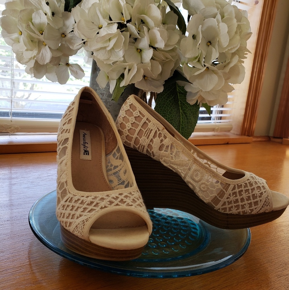 Lace Wedge Sandals